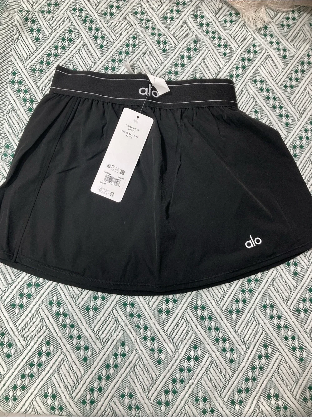 ALO Yoga Black Athletic Skirt with Logo Waistband